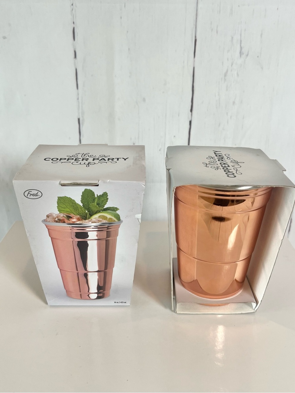 Genuine Fred The Copper Party Cup Reusable Stainless Steel Tumblers Set of 2